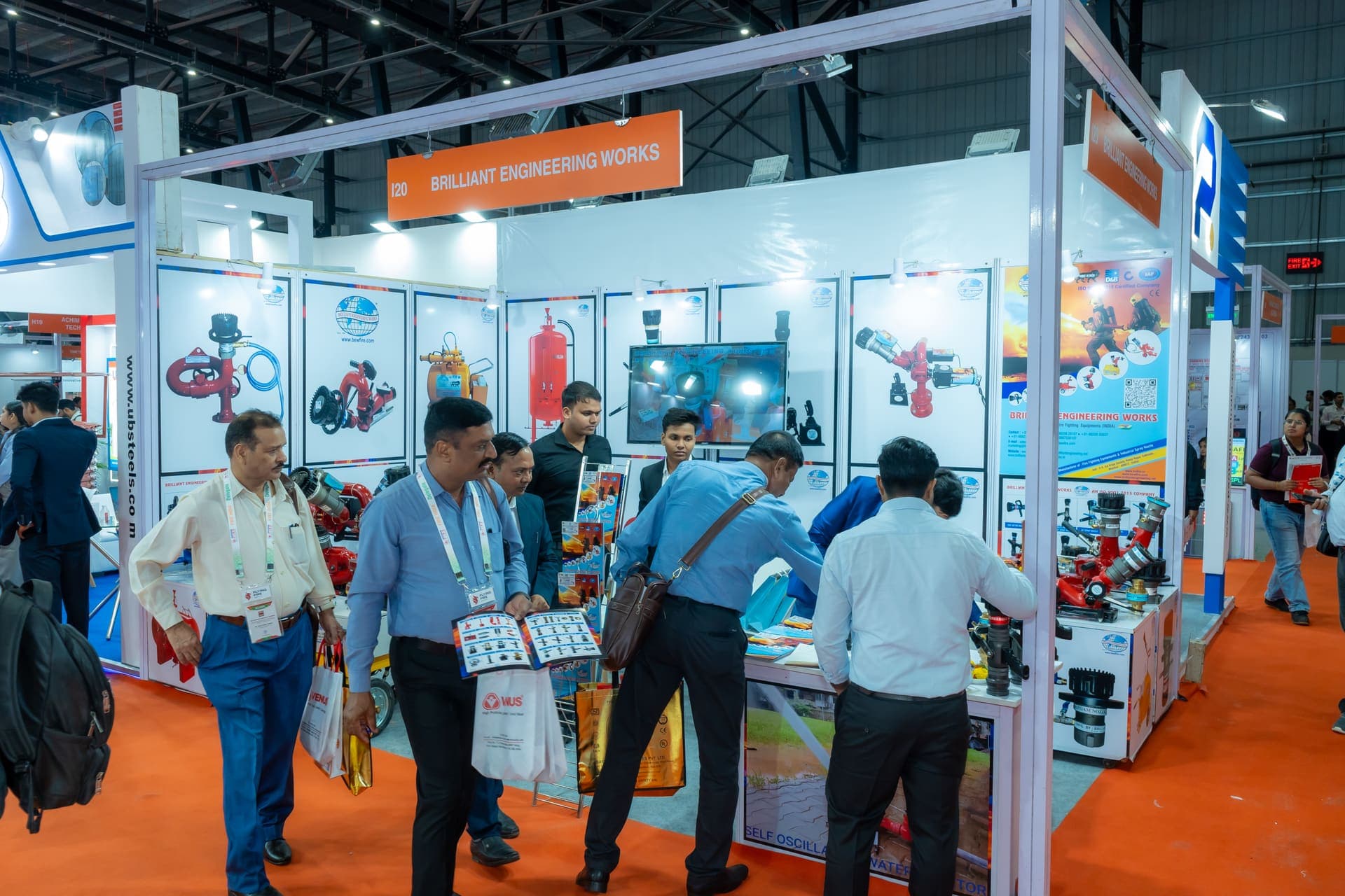 Trade exhibition floor with attendees